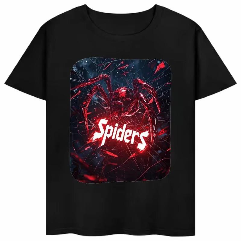 SpiderUnisex Printed Tshirt 2026 Summer New Style Loosefitting Casual Trendy Shortsleeved Top