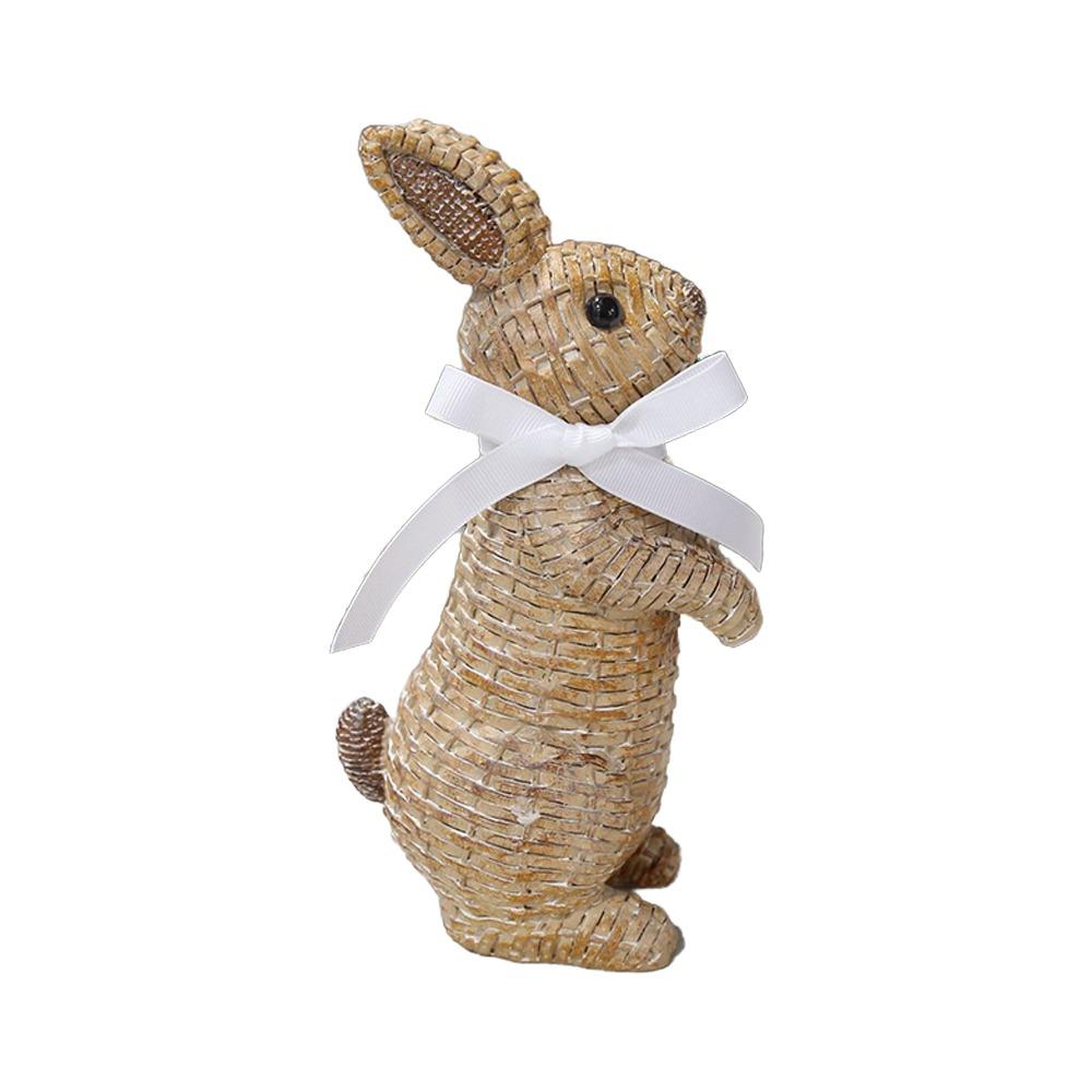 Resin Simulation Bunny Figurine Sitting Standing Position Realistic Easter Decoration Statue Happy Easter Handmade Bunny Model