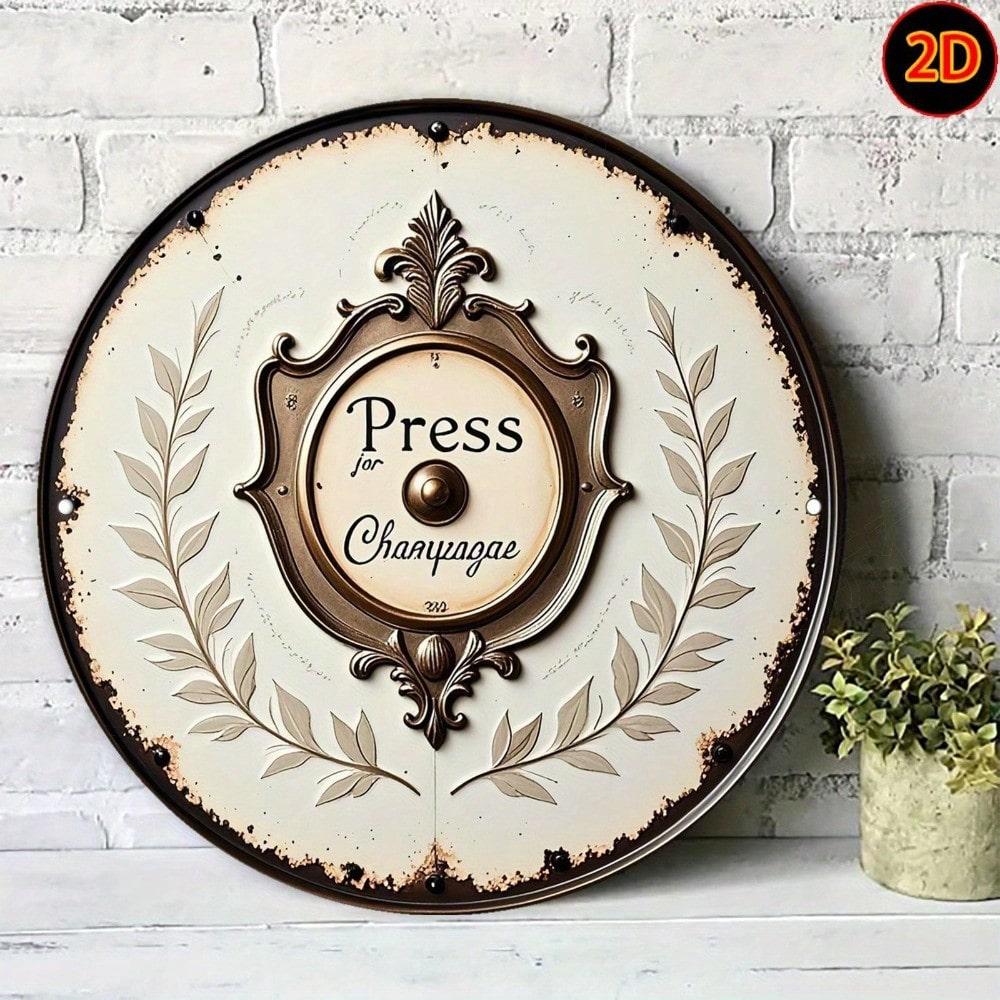 

Vintage Champagne Metal Wall Decor Art Aluminum Panel Living Room Bedroom Dining Home 20x20 разноцветный