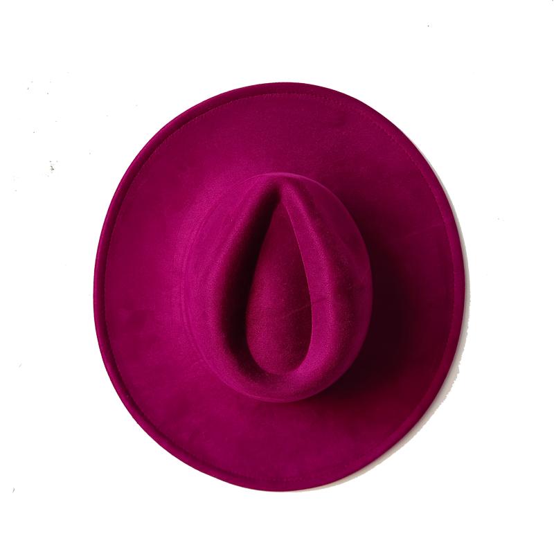 Suede Top Hat 9.5Cm Wide Brim Fedora Hat Men Women Autumn Winter Felt Jazz Hats Classic Church Fedoras Chapeau Sombrero Mujer