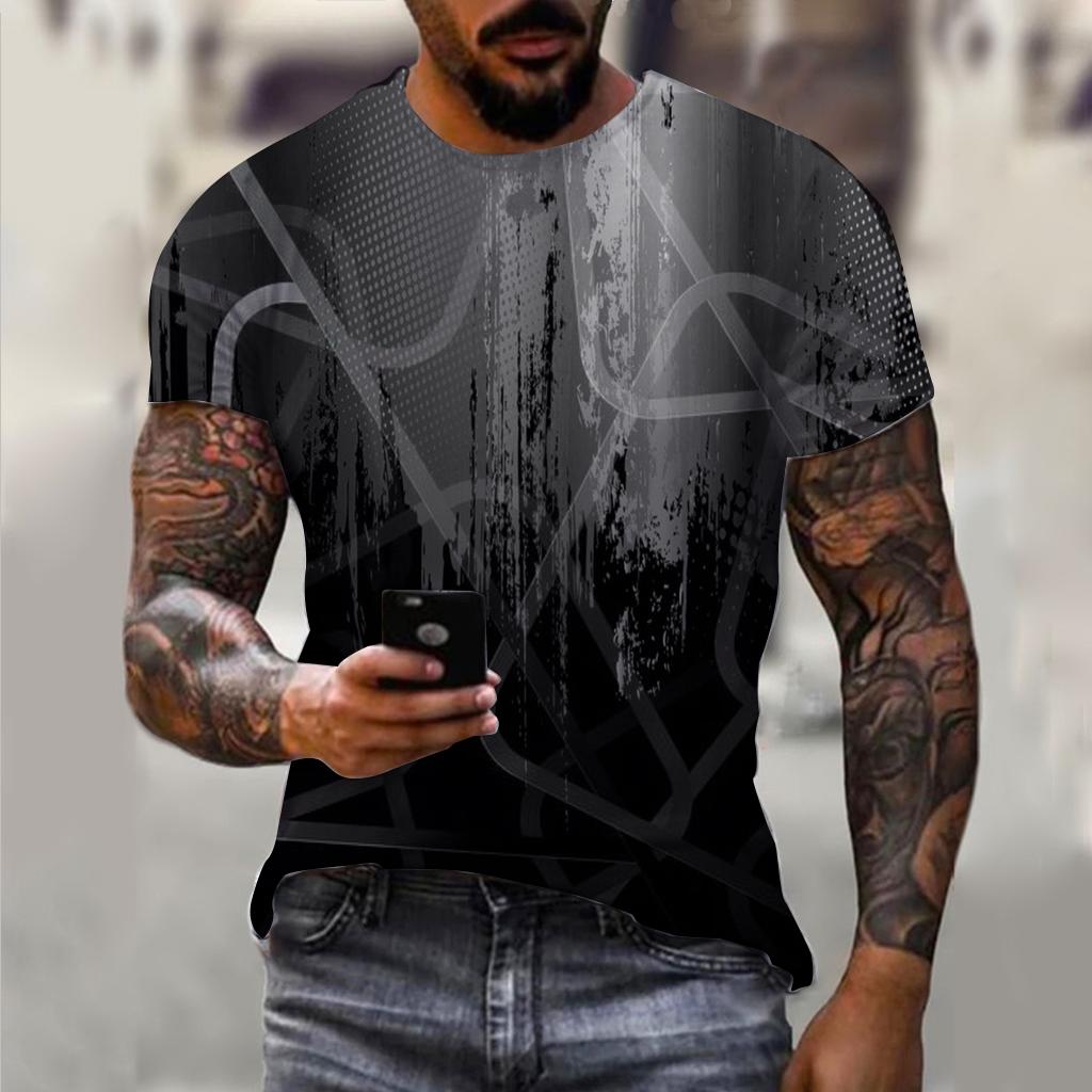 Striped T-shirt Men's T-shirt Men's Pattern T-shirt 3D Full Print Summer Short Sleeve Top
