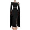 European & American Fashion Beaded Cape Sleeve Evening Dress with Hot Drilling