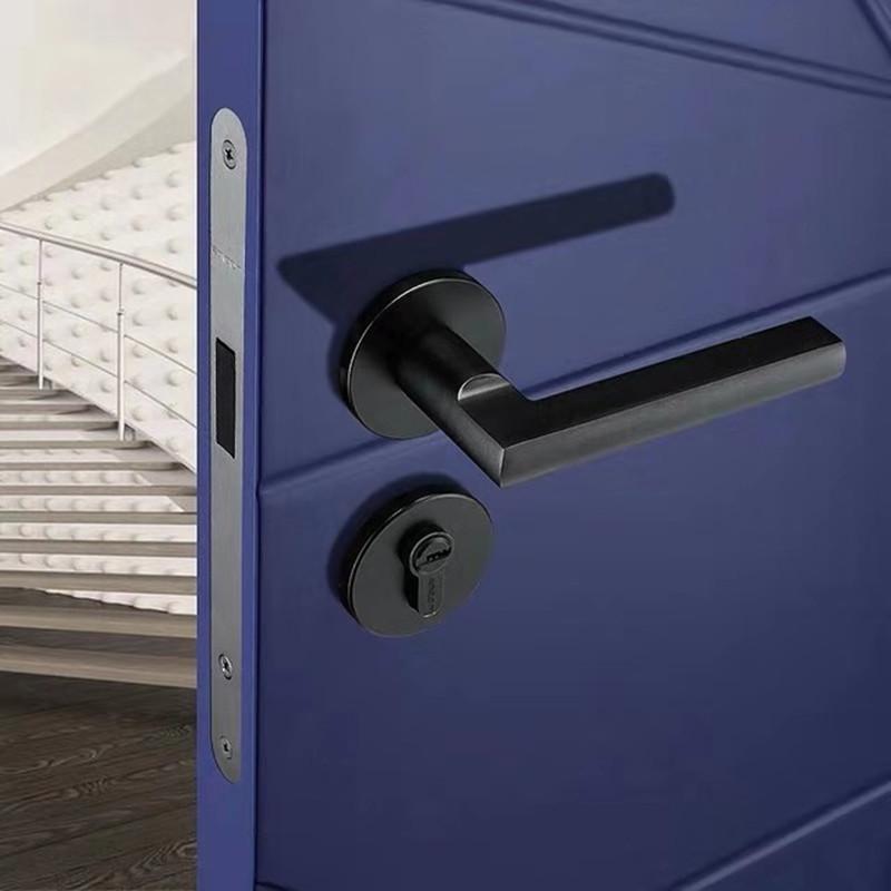 Split Silent Door Lock Door Hardware Black Space Aluminum Door Handle Interior / Bedroom Door Lock