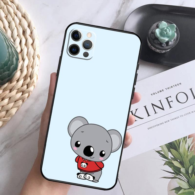 Cute Cartoon Koala Case For iPhone 15 11 12 13 14 Pro Max XS XR X 7 8 Plus 12 13 Mini 16 Pro Max Soft Cover