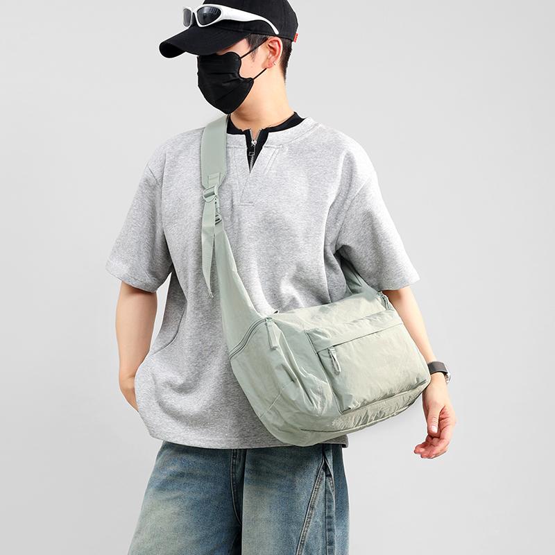 Waterproof Nylon Bag Unisex Large Capacity Sports Shoulder Bag Crossbody Bag