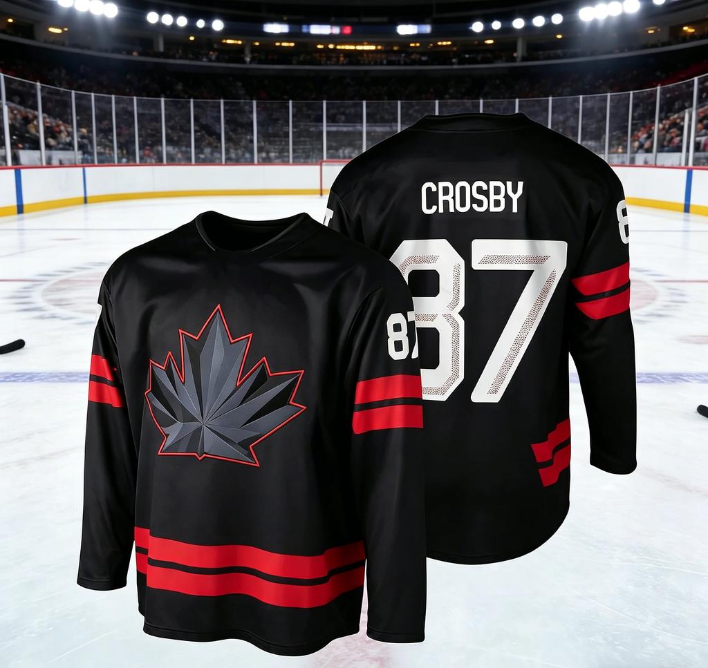 Unisex Y2K Canada Maple Leaf Graphic Long‑Sleeve Women's T‑Shirt, Casual Sports Ice Hockey Jersey Tops