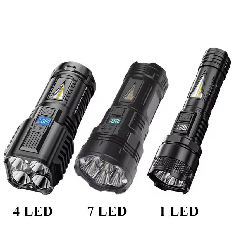 

Мощный фонарик с 7 светодиодами, супер тактический фонарь с COB боковым светом, кемпинговый фонарь, перезаряжаемый светодиодный фонарик 7LED-1200mAh