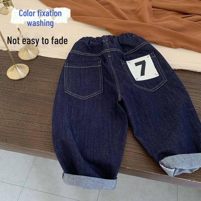 Eleganti jeans primaverili 2024 di Tong Chenchen: Pantaloni da bambino versatili e ampi in stile Hong Kong