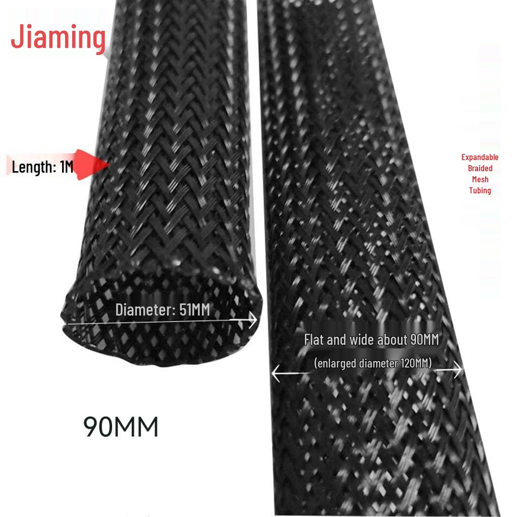 Tubulatură PET Negru Extensibilă Împletită: Protector Ham Cablaj Auto Piele de Șarpe