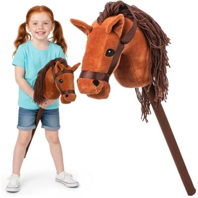 Koniec hobby koń na kiju dźwięk pluszowy brązowa miękka grzywa galop