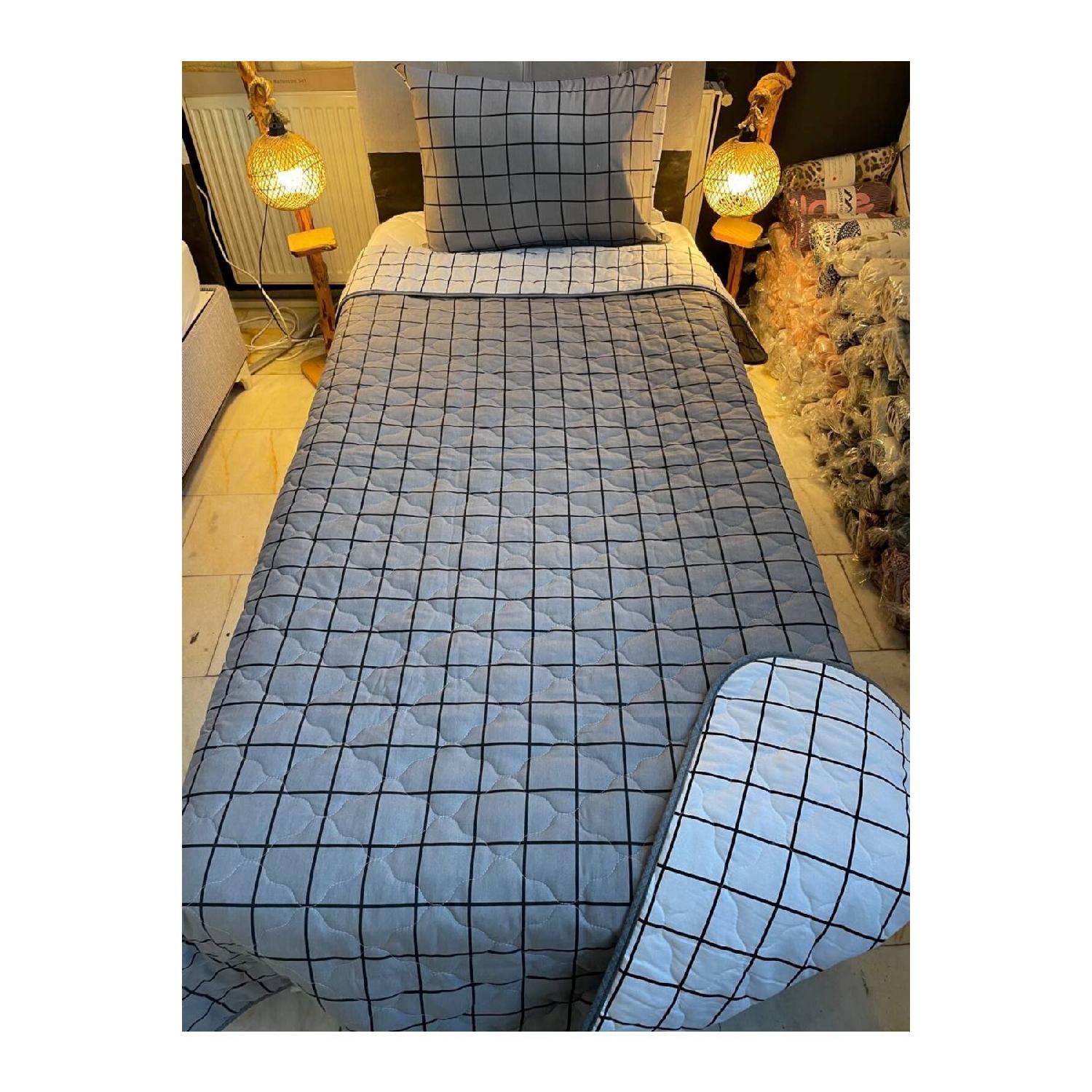 

Double Sided Cotton Young Single Quilted Bedspread Set Smoked Square grullo кольору