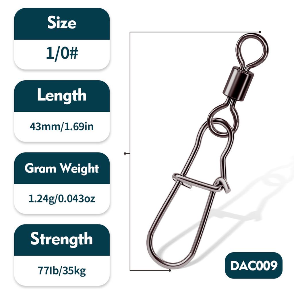 Fishing Barrel Swivels High Strength Rolling Ball Bearing Snaps Lure Connector Clip Saltwater or Freshwater Fishing