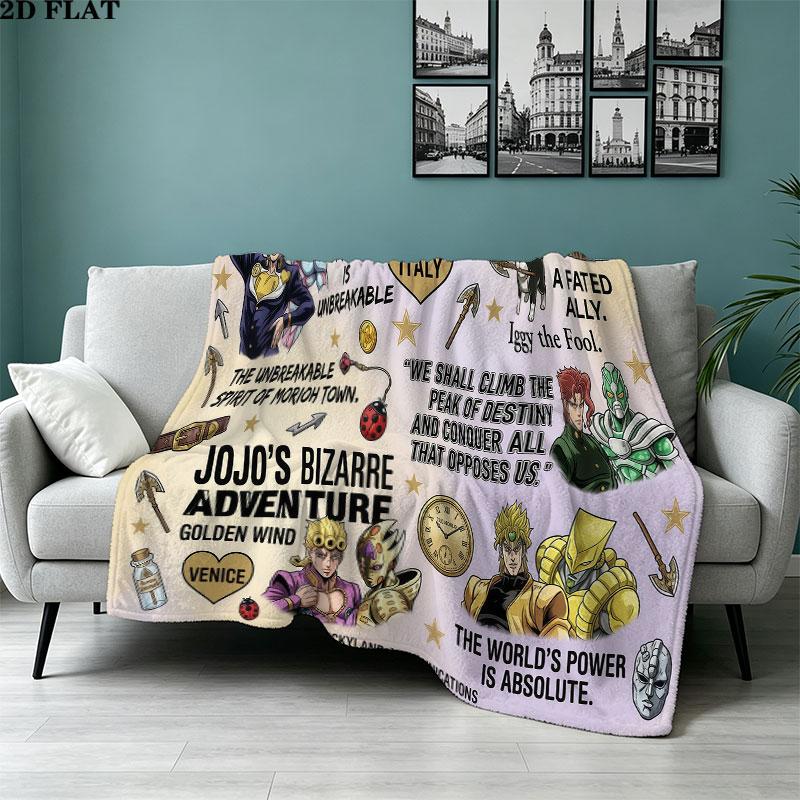 1PC Jojos Bizarre Adventure Patterned Flannel Blanket Suitable For All Seasons For Home Decor Warmth And Comfort Gifts Holiday Present
