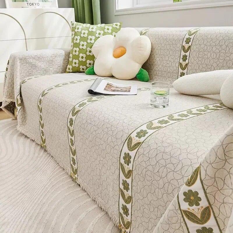 Chenille Sofa Cover Cloth Towel All Season Universal Minimalist Sofa Cushion Anti Slip and Anti Cat Scratch Sofa Cover