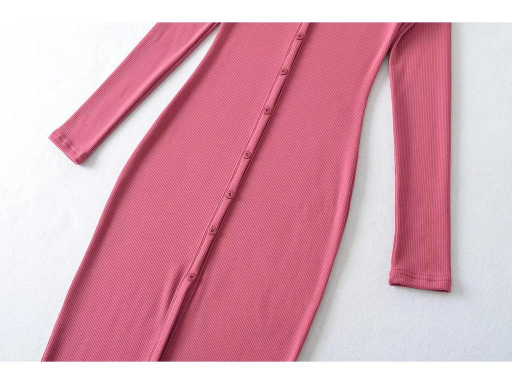 Elegant V-Neck Long Sleeve Dress - Sexy Hip-Hugging Mid-Length Skirt for Women, Perfect for Spring and Autumn.