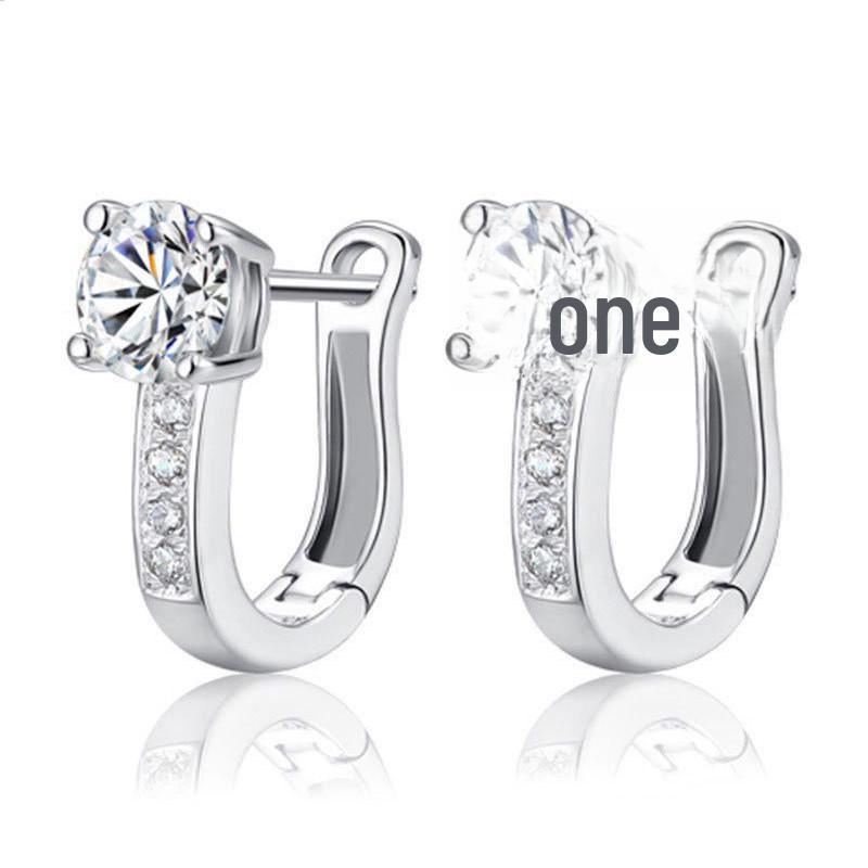 

Jin Yali Fashion Korean Zircon U-Shaped Earrings