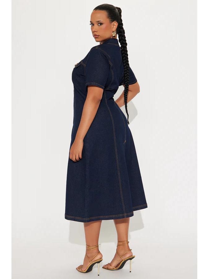 Women's Casual Short Sleeve Denim Dress with Lapel - Summer Style 89375