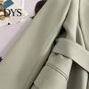 Lapel Long Sleeve Suit Jacket Women Coat Lace-Up Solid Color Outwear with Pockets Loose Fit Business Workwear