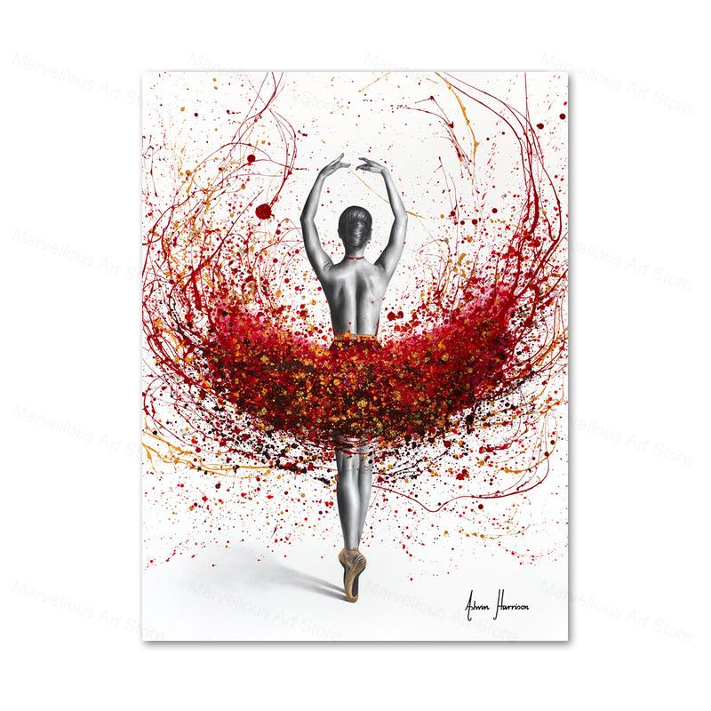

Красивая балерина Холст Плакат Печать Абстракция Бабочка Цветок Акварель Холст Картина Настенные Картины Домашний Декор 21x30cm No Framed