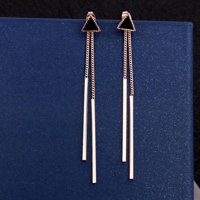 New Geometric Triangle Long Tassel Bar Drop Earrings For Women Minimalist Personality Ear Line Dangle Long Earrings Oorbellen