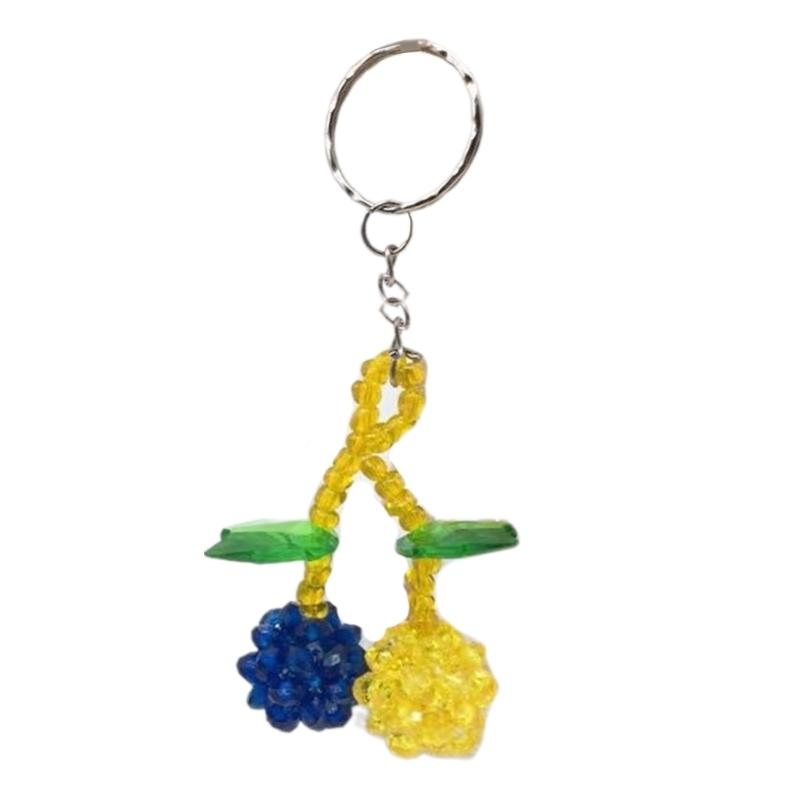 

Cherry Beaded Cellphone Strap Colorful Phone Charm Imitation Crystal Phone Lanyard Pendant Keychains for Wallet Bags синій/жовтий