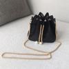 Velvet Mini Bucket Bag Women Sweet Vintage Crossbody With Pearl Chain Strap Drawstring
