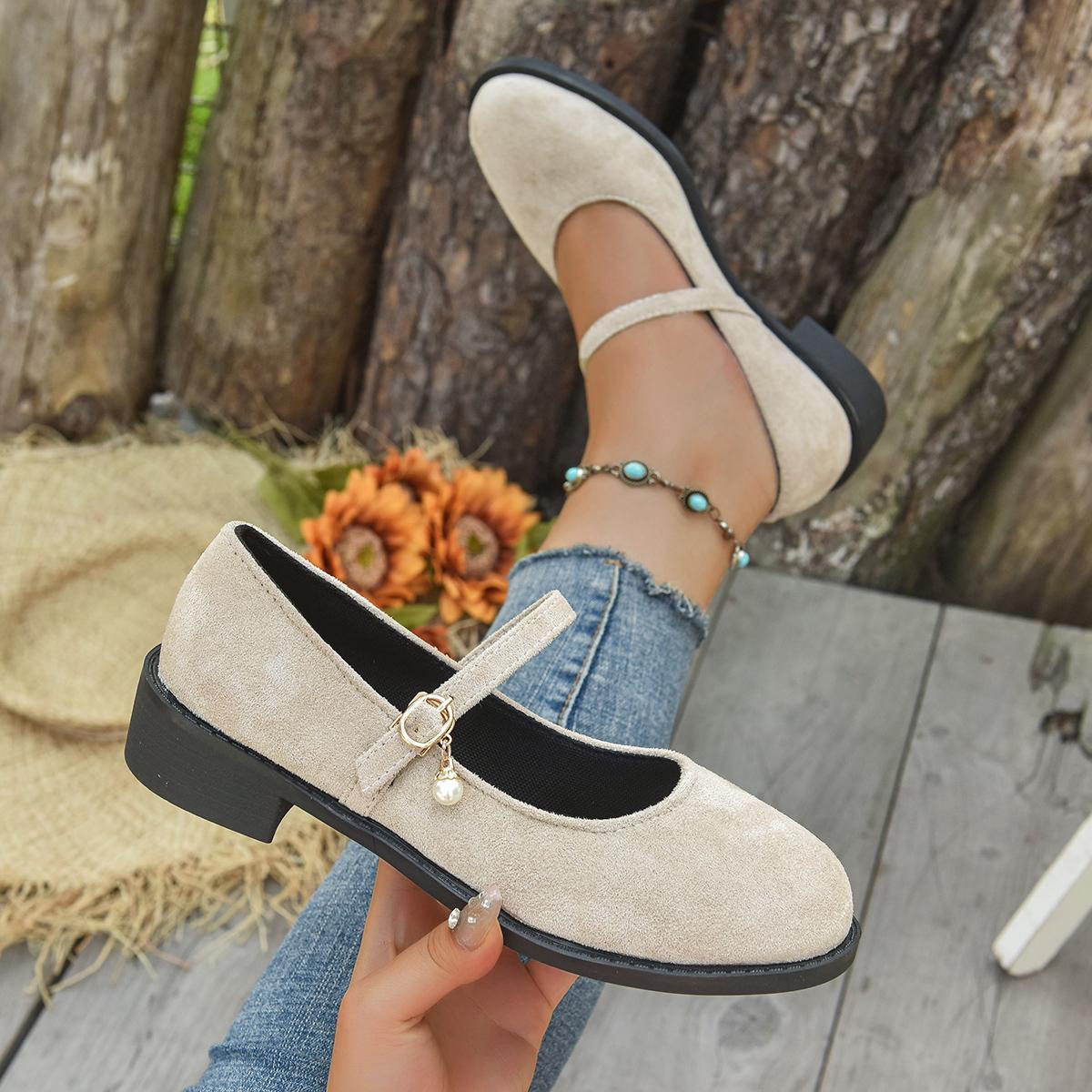 

Fashion Thick-heeled Red Mary Jane Women s Shoes, 2025 New Style Square Toe, Shallow Mouth, One-strap with Skirt, Single Shoe Summer 36