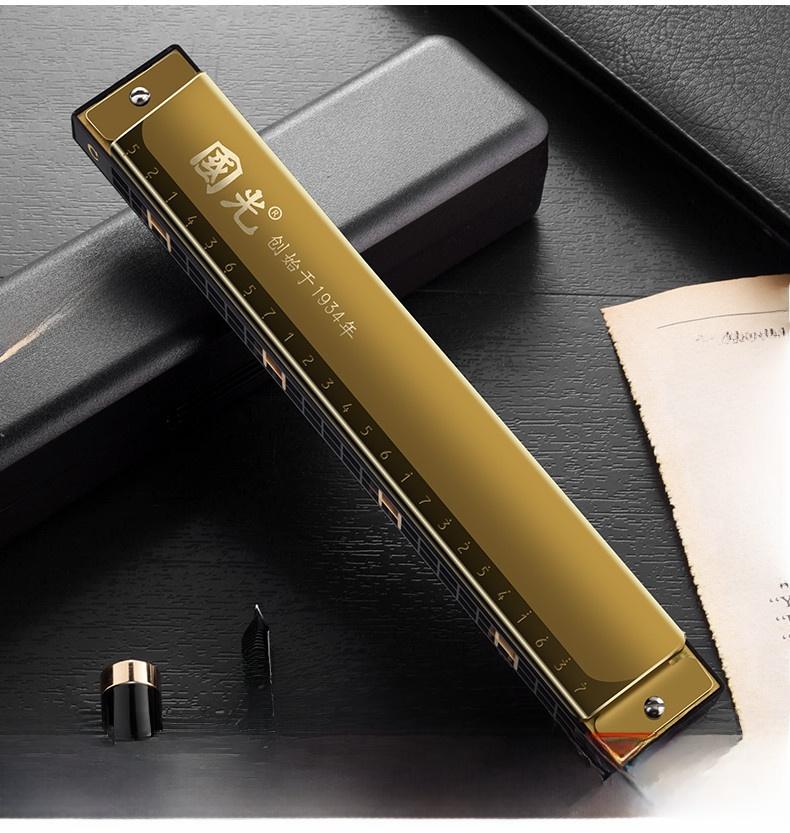Guoguang Harmonica 24-Hole 28-Hole Professional Performance Polychord C-Major Bass Adult And Child Beginner Entry-Level Harmo...