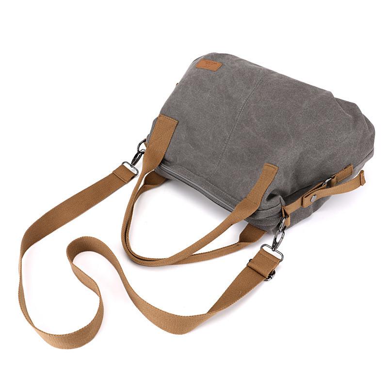 Casual Ladies Canvas Handbag With Secure Zipper Closure And Multiple Interior Pockets