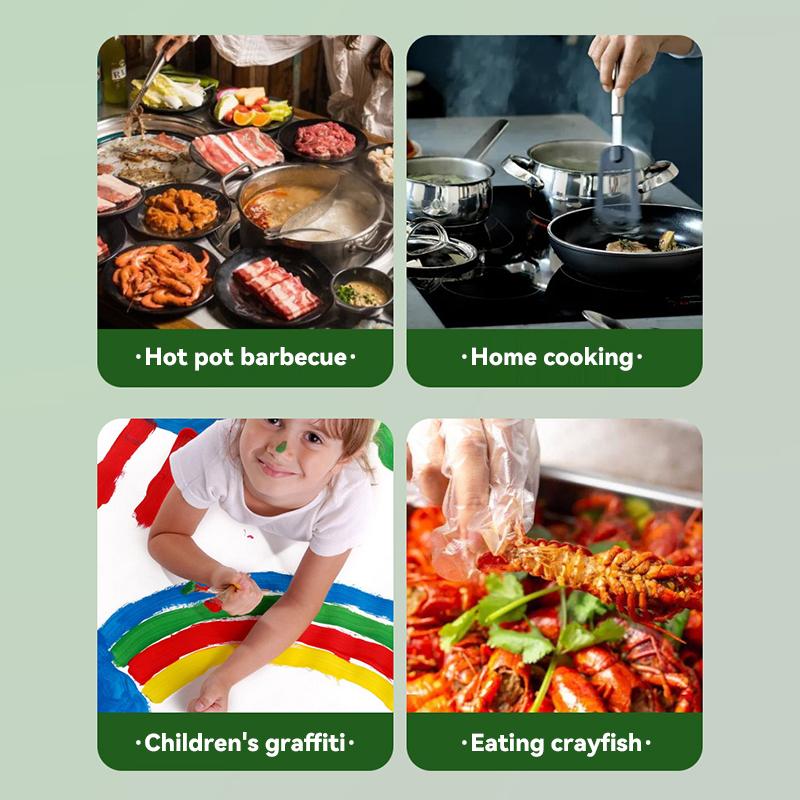 100Pcs Disposable Plastic Aprons Waterproof Anti-Oil Sleeveless Bib with Cute Crab Print for Adult Cooking Hot Pot Party Kitchen