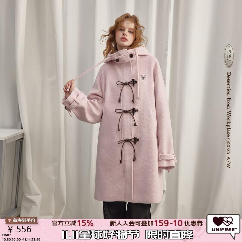 

UNIFREE Women s Elegant Bow-Accent Mid-Length Wool Coat L
