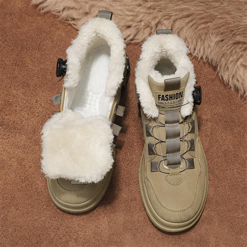 Winter Men Boots With Fur Comfortable Work Shoes Mens Warm Leather Boots Waterproof Ankle Boots No-slip High Top Shoes