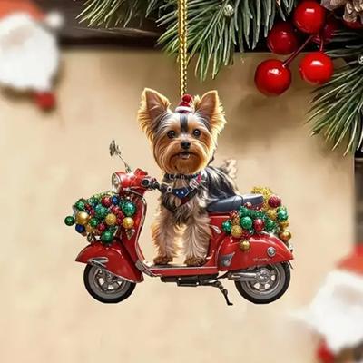 Vianočný psíček do auta 2D plochý akrylový prívesok Ozdoba na spätné zrkadlo Životaschopné šteniatko Dekorácia do auta Darček pre milovníka šteniatok