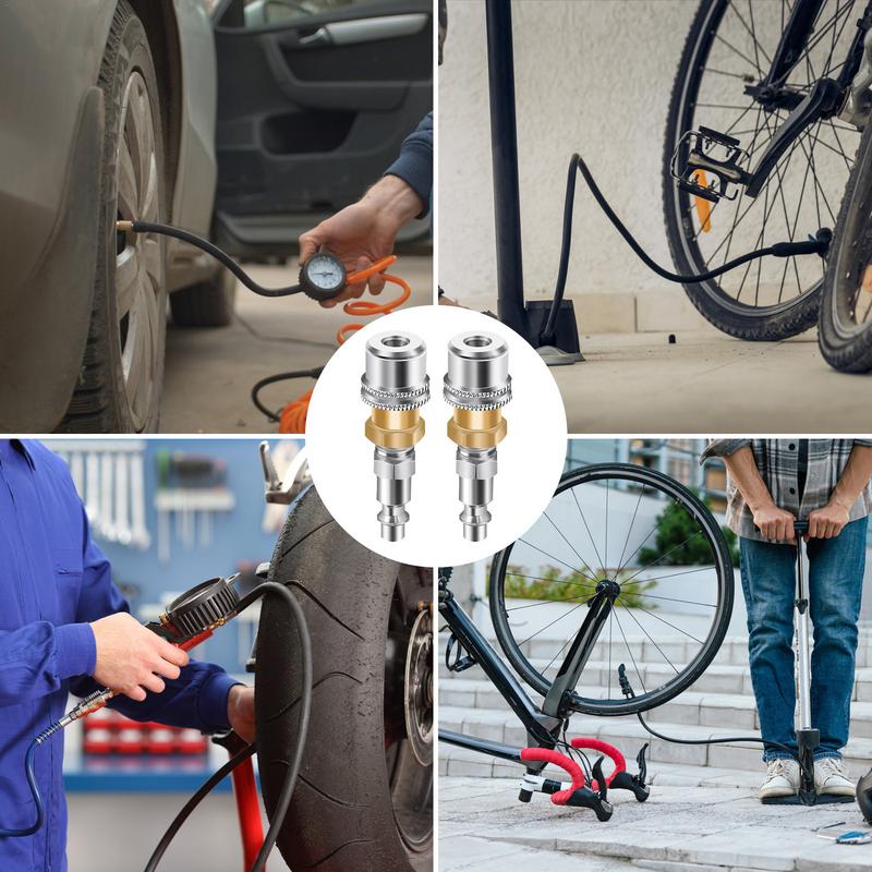 Brass Locking Tire Air Chuck Closed Flow Compressor Air Lock On Chuck Tire Inflator Tool With 1/4 Inch Internal Threaded