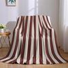 Burgundy Cream Stripe Flannel Blanket Warm Soft Halloween Christmas Couch Warm Cozy Decorative Decor Gift for All Season