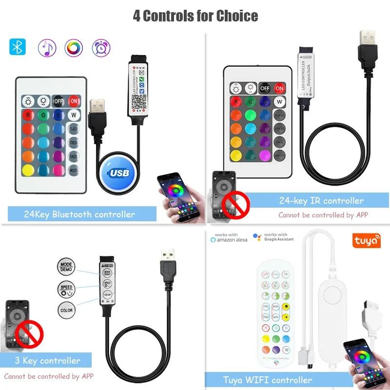 Tuya WiFi LED RGB Strip Lights Color Changing 5050 Led Lights Alexa Flexible Ribbon Luces for 5V USB TV BackLight Room Decor