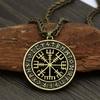 Viking Runaoding Logo Compass Pendant Men's Necklace Holiday Gift