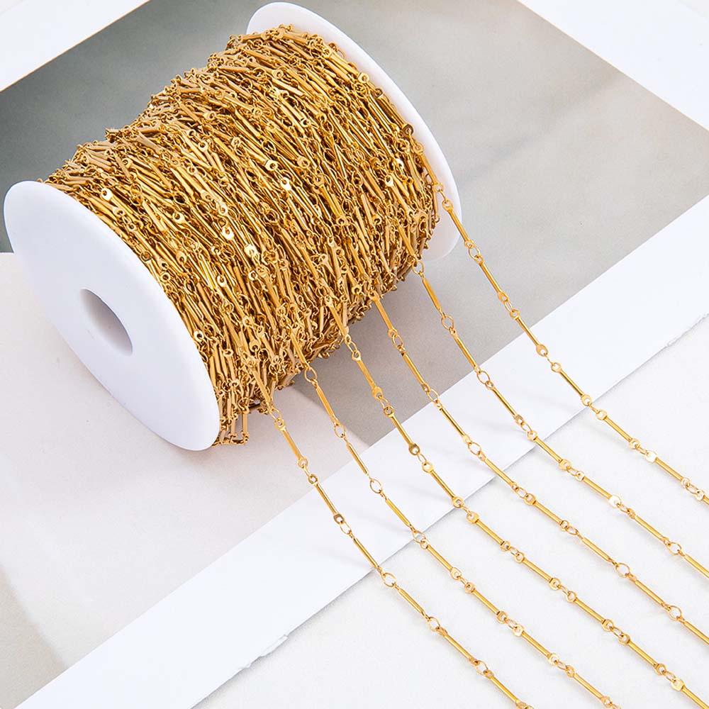 1M Stainless Steel 13mm Thin Stick Splicing Chain Gold Color Silver Color Link Chains DIY Necklace Handmade Craft Jewelry Making
