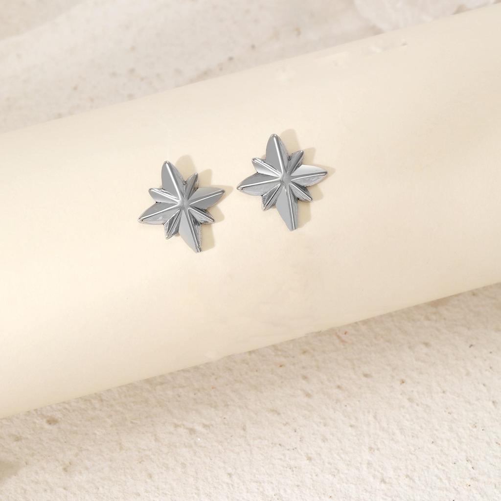 Minimalist Six-Pointed Star Titanium Steel Stud Earrings – Trendy and Chic Design