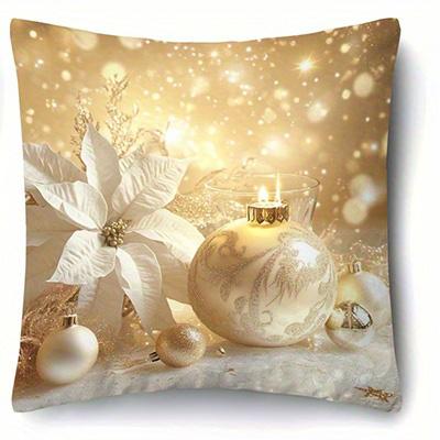 Home Decor Christmas Decorative Pillows With Sparkling Ornaments Pattern Cushion Cover Suitable For Sofa Bedroom Car Pillow