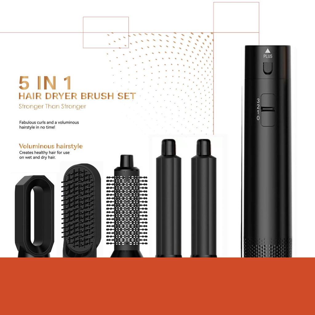 5-in-1 Hot Air Brush: Multi-function Curler, Straightener, & Blow Dryer - Safe for Hair
