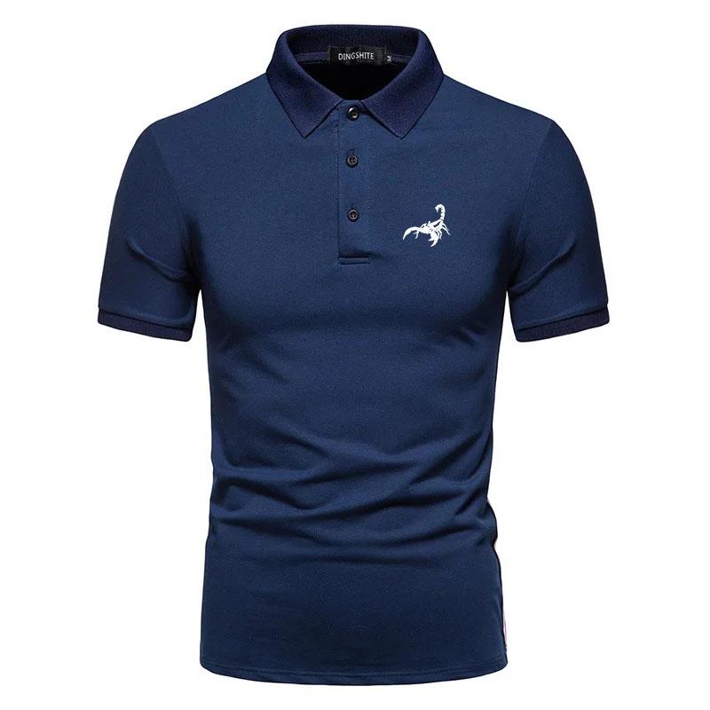 

Мужская летняя рубашка поло с коротким рукавом и воротником-стойкой, 100% полиэстер, быстросохнущая рубашка поло, топы S темно-синий