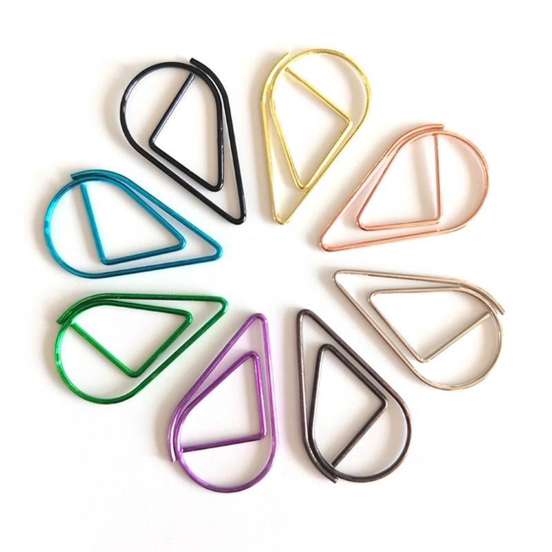 50 Pcs Decorative Paper Clips Teardrop Paper Clip Bookmarks Metal Paperclips Creative Planner Clips for Office