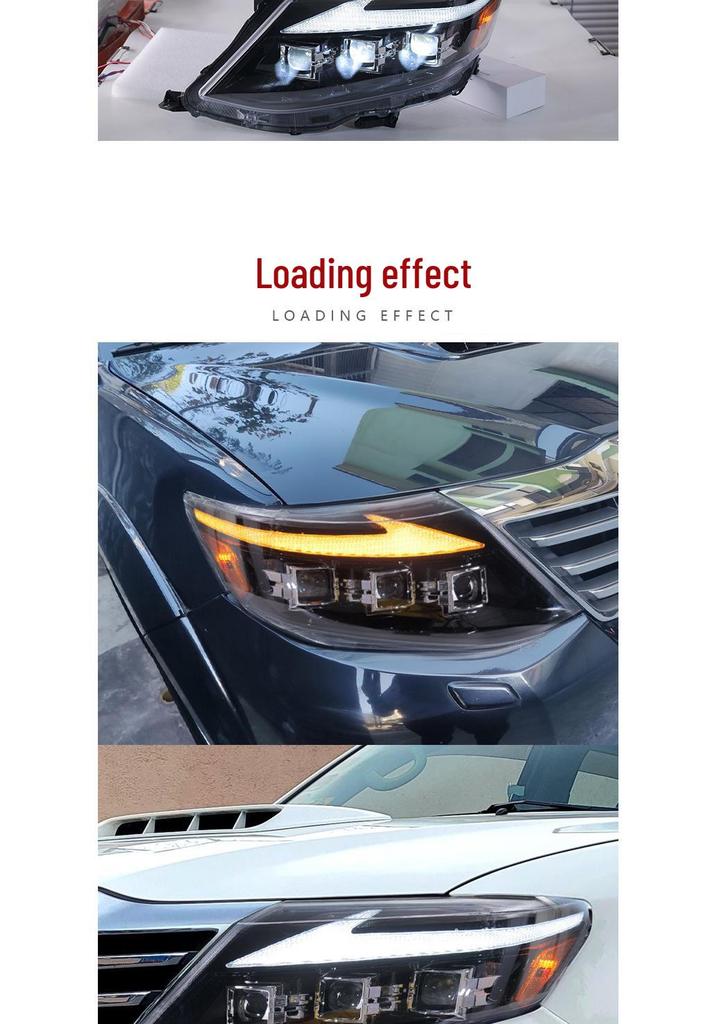 LED Headlight Assembly with Flowing Turn Signals for 2011-2015 Toyota Fortuner