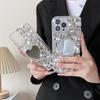 Applicable to Iphone16 rhinestone mirror Apple 17Pro mobile phone case 14/Xr/8Plus luxury makeup mirror