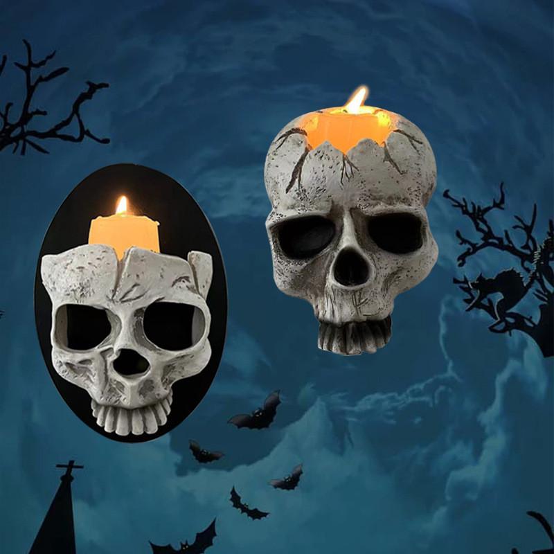 Elegant Half Skull Candle Holder Wall Decor Made From Durable Synthetic Resin