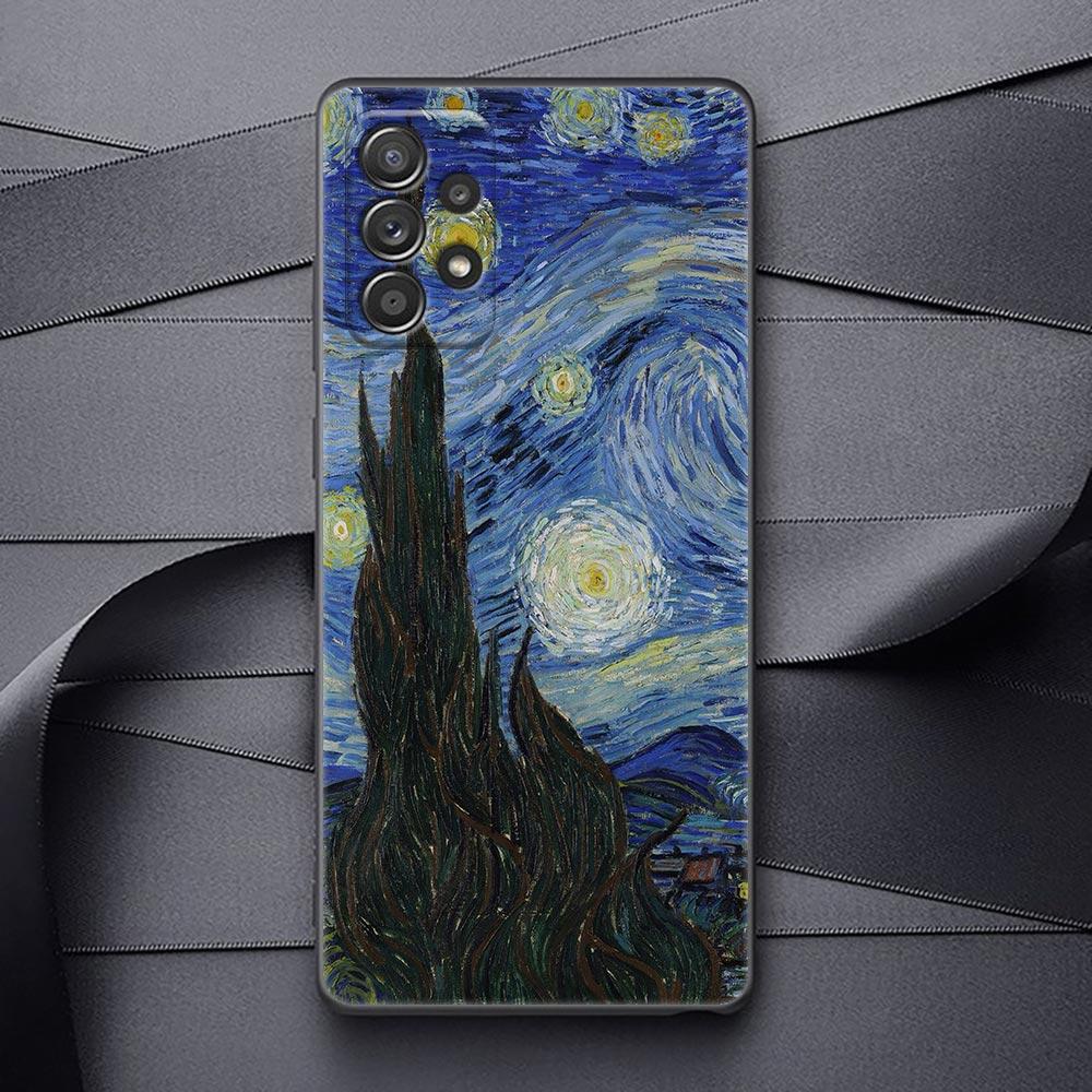 Oil Painting Phone Case For Samsung Galaxy A32 A33 A31 A23 A22 A21S A13 A12 A11 A03 A02 5G Cases Cover Cat Van Gogh Starry Night