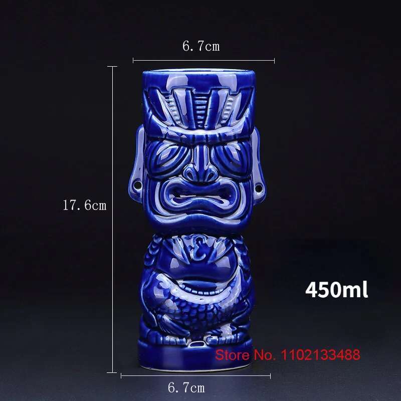 Tazza da Cocktail in Ceramica da 450ml Totem Tiki Mugs Decorazione Festa Tropicale Hawaiana Bar Utensili per Bere Tazza da Birra Bevande Ingrosso