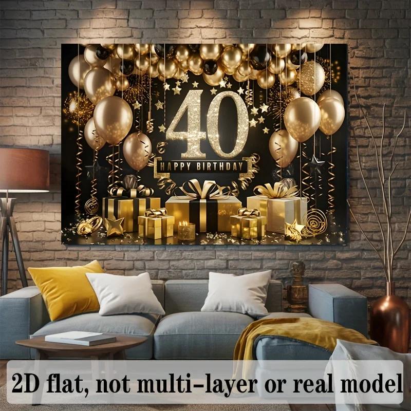 A 2D flat banner in one piece specially designed for a luxurious 40th birthday celebration event.PMJ