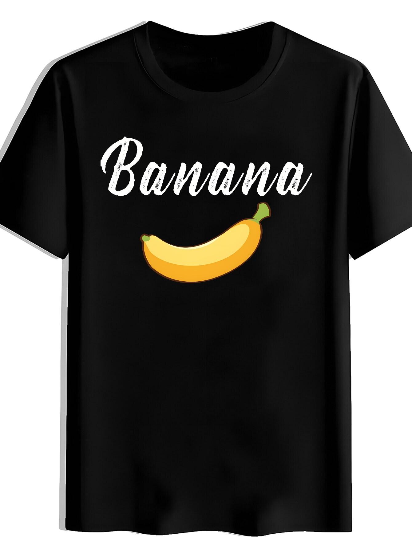 T-shirt Yellow Banana Print with a Green Collar L